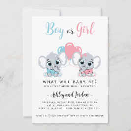 Uppmaning till Cute Baby Elephant Gender Reveal Inbjudningar