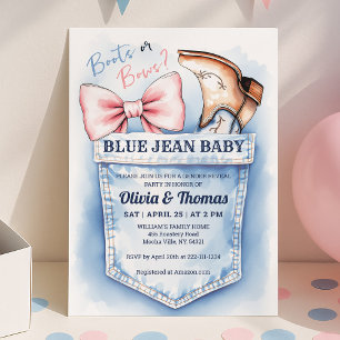 Uppmaning till Cute Denim Boots eller Bows Gender Inbjudningar