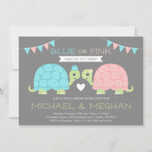 Uppmaning till Cute Turtle Gender Reveal Inbjudningar