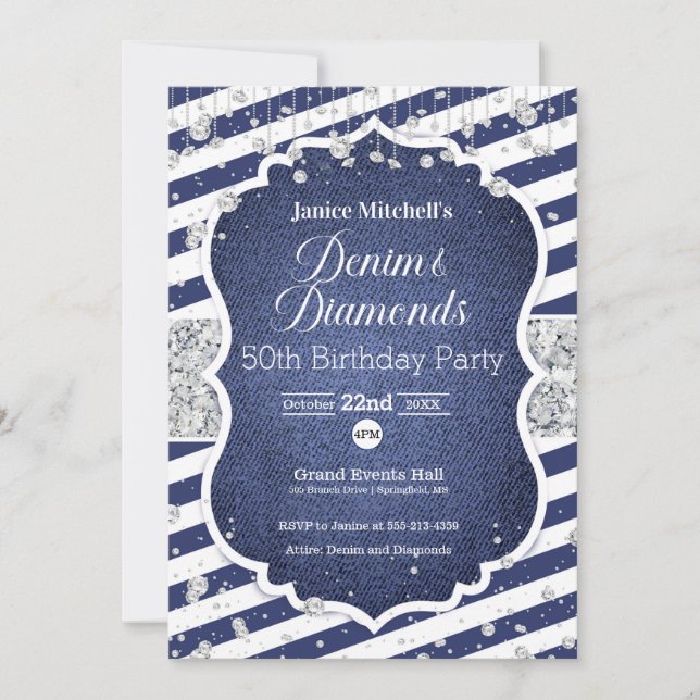 Uppmaning till Denim och Diamonds födelsedag Kort (Framsida)