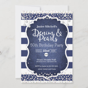 Uppmaning till Denim och Pearls Birthday Kort