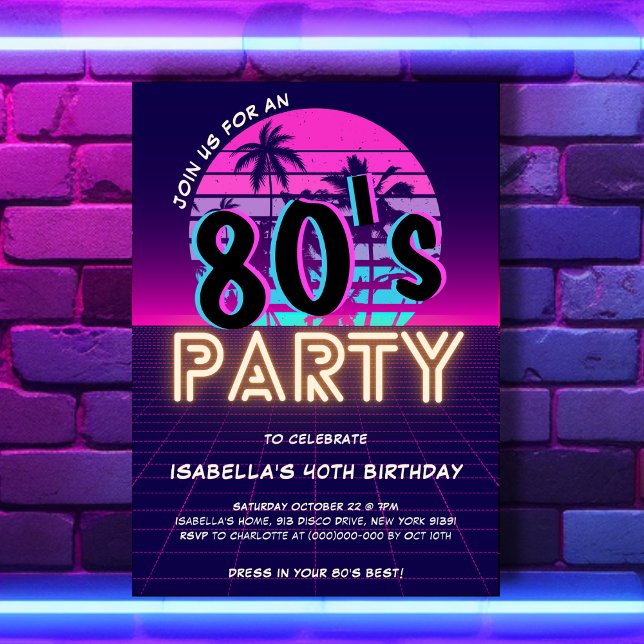 Uppmaning till Disco Party på födelsedagen för Ret Inbjudningar (Skapare uppladdad)