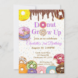 Uppmaning till "Donut Grow Up" Bjud på födelsedage Inbjudningar