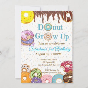 Uppmaning till "Donut Grow Up" Bjud på födelsedage Inbjudningar