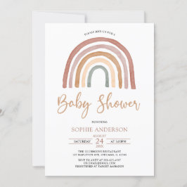 Uppmaning till duvor Boho Rainbow Baby Shower Inbjudningar