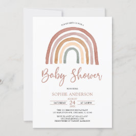 Uppmaning till duvor Boho Rainbow Baby Shower Inbjudningar
