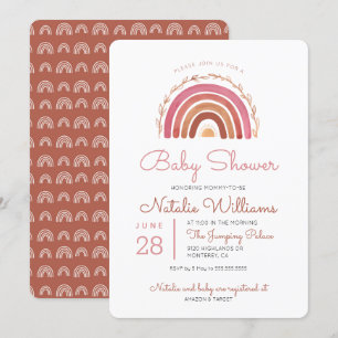 Uppmaning till duvor Boho Rainbow Baby Shower Inbjudningar