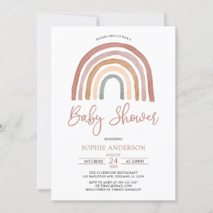 Uppmaning till duvor Boho Rainbow Baby Shower Inbjudningar