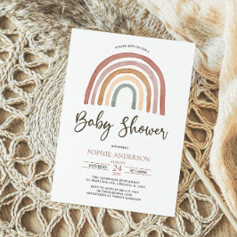 Uppmaning till duvor Boho Rainbow Baby Shower Inbjudningar