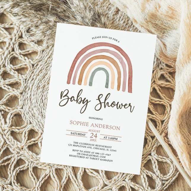 Uppmaning till duvor Boho Rainbow Baby Shower Inbjudningar (Skapare uppladdad)
