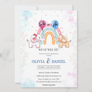 Uppmaning till Elephant gender Gender Reveal" Inbjudningar