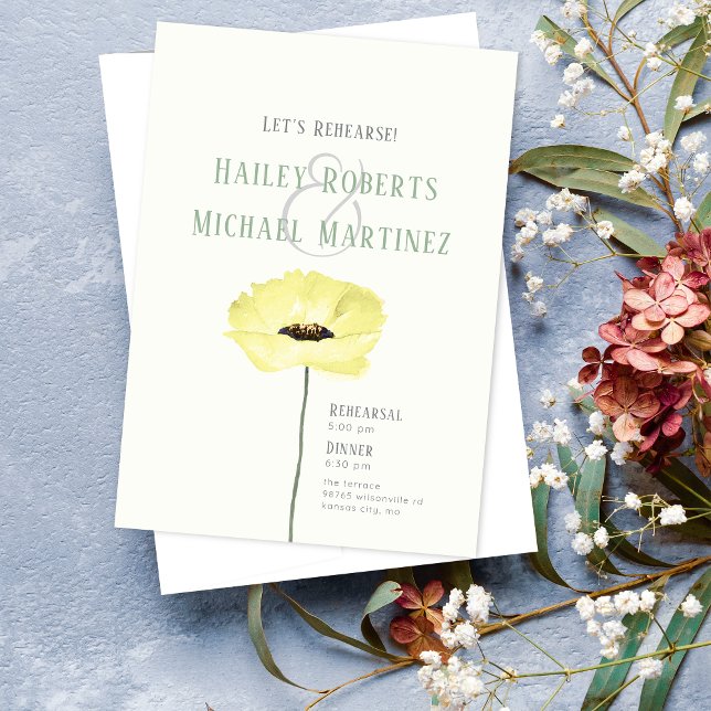 Uppmaning till enkel Butternut Poppy Rehearsal Din Inbjudningar (Skapare uppladdad)