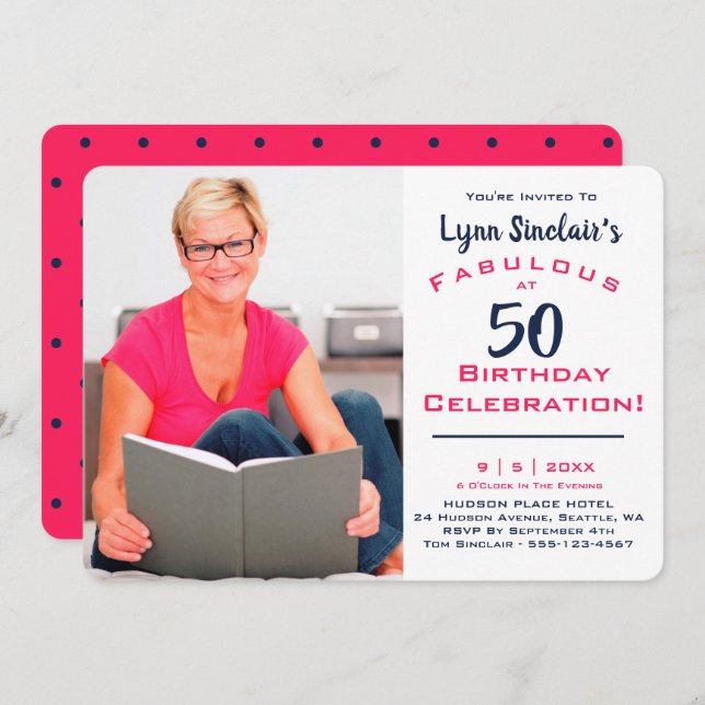 Uppmaning till firande vid 50 dagar inbjudningar (Fram/baksida)