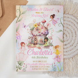 Uppmaning till Flutter och Twirl Fairy Birthday Inbjudningar