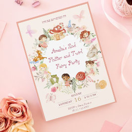 Uppmaning till Flutter och Twirl Fairy Garden Birt Inbjudningar
