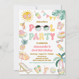 Uppmaning till födelsedagen i Bassäng Party Inbjudningar