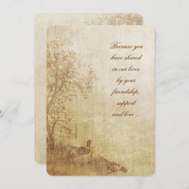 Uppmaning till förnyelse av heasant Vow hösten Inbjudningar (Fram/baksida)