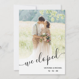 Uppmaning till fotoannonsering i Elopement bröllop Tack Kort