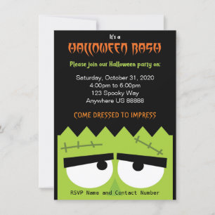 Uppmaning till Frankenstein Halloween fest Inbjudningar