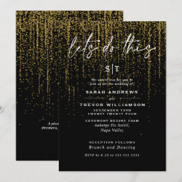 Uppmaning till Garland vid edgy Chic Guld Glitter Inbjudningar