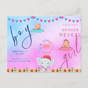 Uppmaning till Gender för rosa och blått Abstrakt Inbjudan Vykort