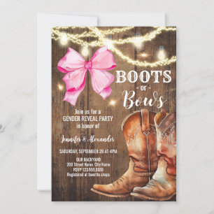 Uppmaning till Genderna Boots eller Bows Reveal Pa Inbjudningar