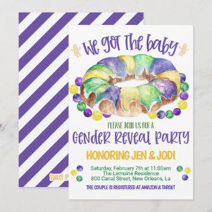 Uppmaning till Genderna Mardi Gras Baby Inbjudningar