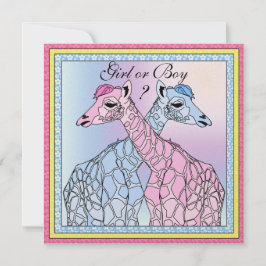 Uppmaning till Giraffe Baby Gender Reveal Party Inbjudningar