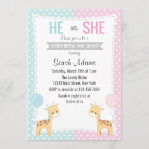 Uppmaning till Giraffe Gender Reveal Party Inbjudningar