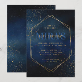 Uppmaning till Golden Galaxy Birthday Inbjudningar