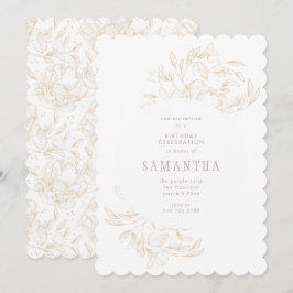 Uppmaning till Golden Romantic Blommigt Birthday Inbjudningar