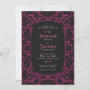 Uppmaning till Gothic Magenta Black Snöre Ro Inbjudningar