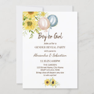 Uppmaning till Greenery Solros Gender Reveal Inbjudningar