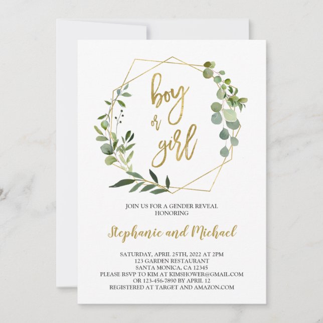 Uppmaning till Grey Gender Reveal Inbjudningar (Framsida)