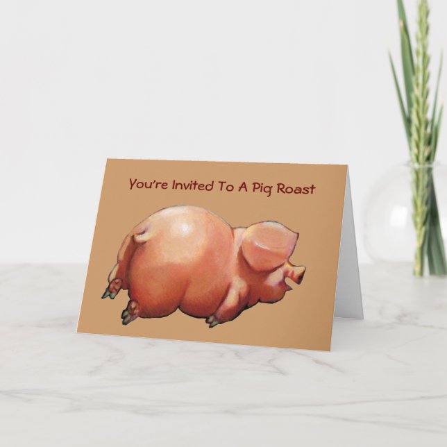 Uppmaning till Gris: Färgning av Lycklig Gris Inbjudan (Framsida)