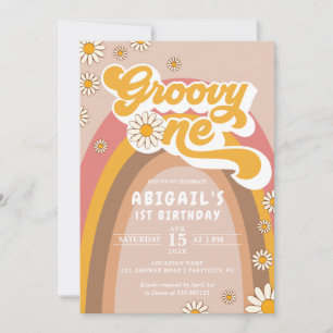 Uppmaning till Groovy 1:a födelsedagen Inbjudningar