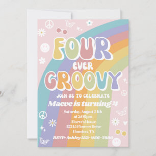 Uppmaning till Groovy Birthday Fourever Groovy Inbjudningar