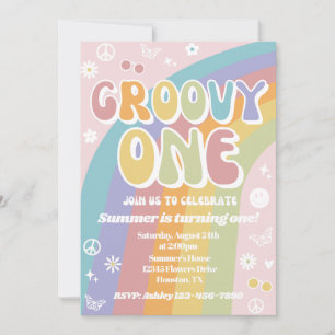 Uppmaning till Groovy en födelsedag Groovy Birth Inbjudningar