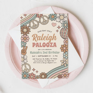 Uppmaning till Groovy Retro 70-talets regnbåge på Inbjudningar
