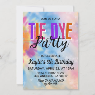 Uppmaning till Groovy Retro Tie Dye Birthday Inbjudningar