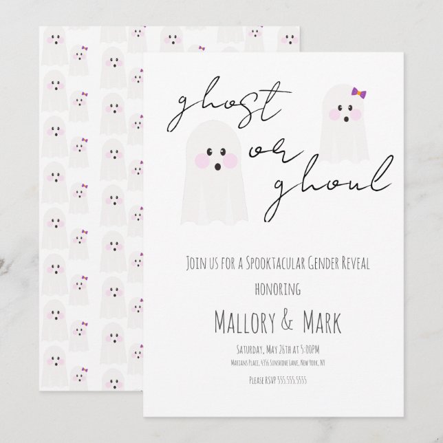 Uppmaning till Halloween fest Gender-visning Inbjudningar (Fram/baksida)