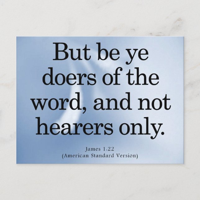 Uppmaning till handling Jakob 1:22 Vykort (Framsida)