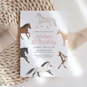 Uppmaning till häst Cowgirl Equestrian Birthday Inbjudningar