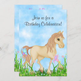 Uppmaning till häst och fjärilar inbjudningar