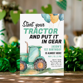 Uppmaning till jordbrukets Grönt Tractor Birthday Inbjudningar