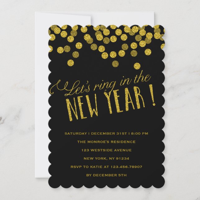 Uppmaning till Julfesten Golden Glitter Inbjudningar (Framsida)