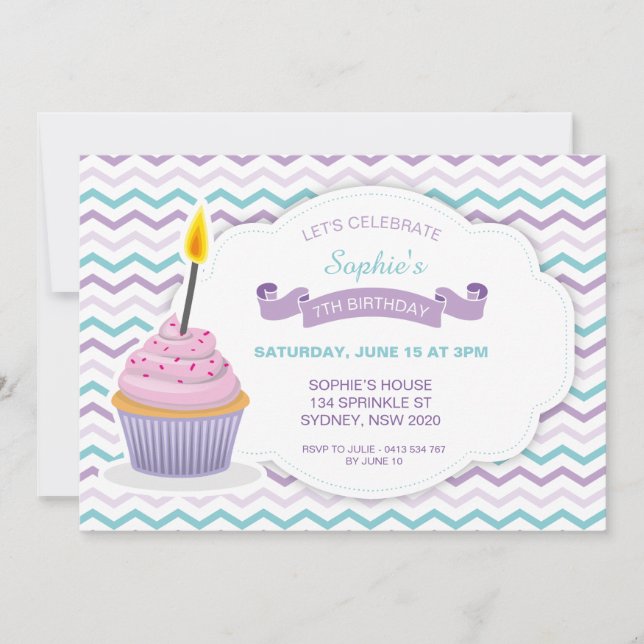 Uppmaning till kaka på födelsedagen - V1 Inbjudningar (Framsida)