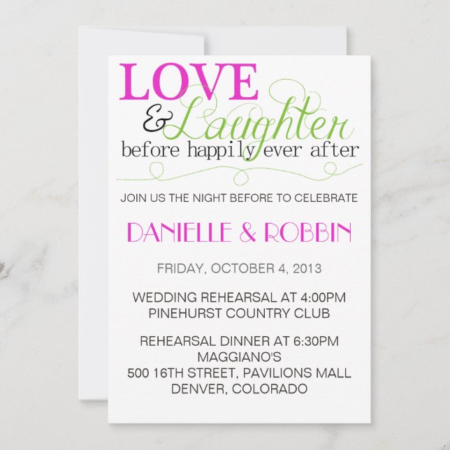 Uppmaning till Kärlek och skratt Inbjudningar (Framsida)