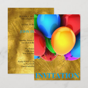 Uppmaning till Karnival Ballons Guld Inbjudningar