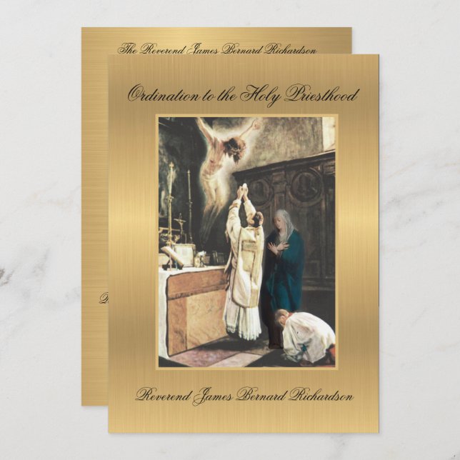 Uppmaning till katolsk ordning till Heliga Priesth Inbjudningar (Fram/baksida)